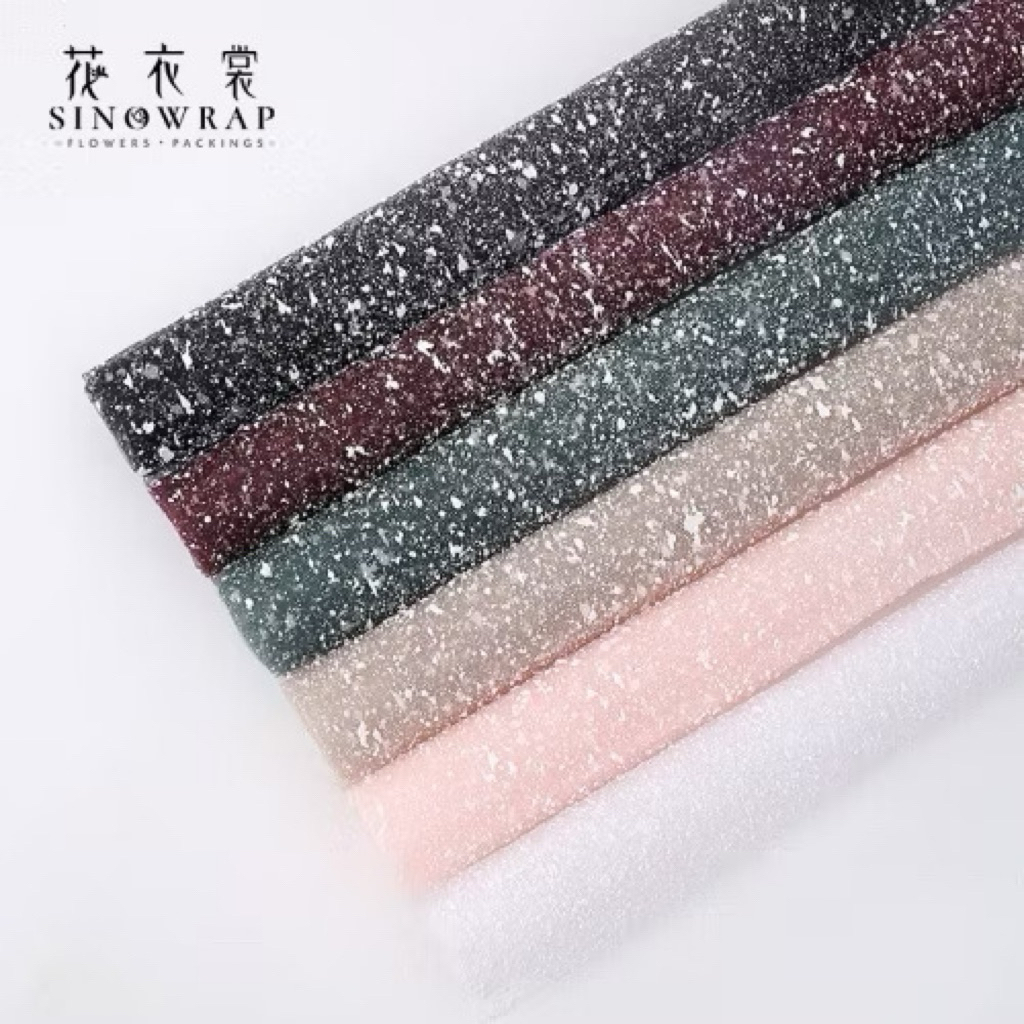 

(Ready Stok Hitam Maroon 1 Roll) Flower Wrapping Paper Tile Salju — Snow Mesh Kertas Bungkus Buket Ohana