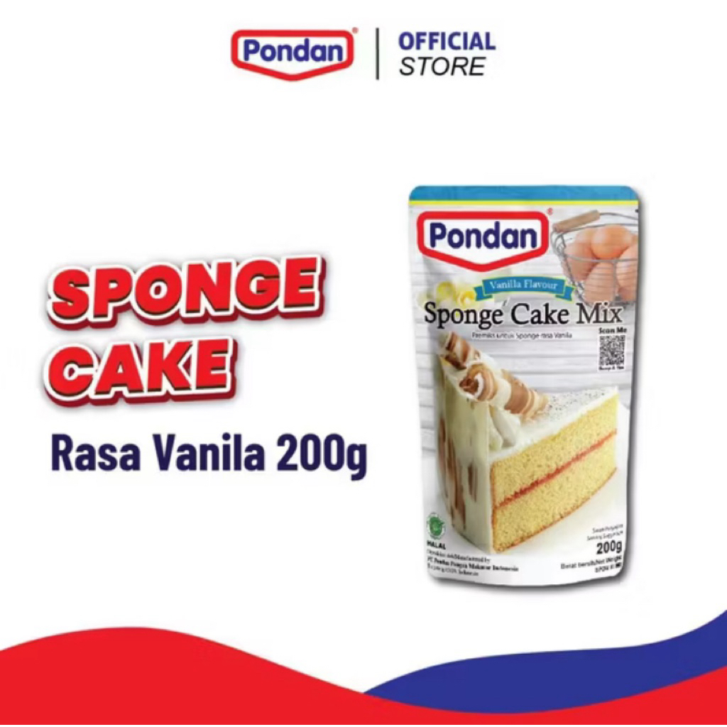 

Pondan Sponge Cake Mix Rasa Vanila 200g – Lembut & Harum, Siap Panggang!