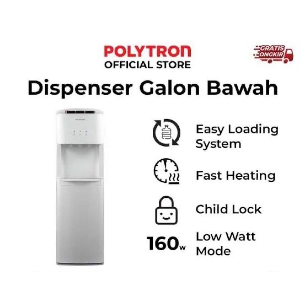 Dispenser galon bawah polytron pwc-600. Dispener galon bawah 3 kran polytron