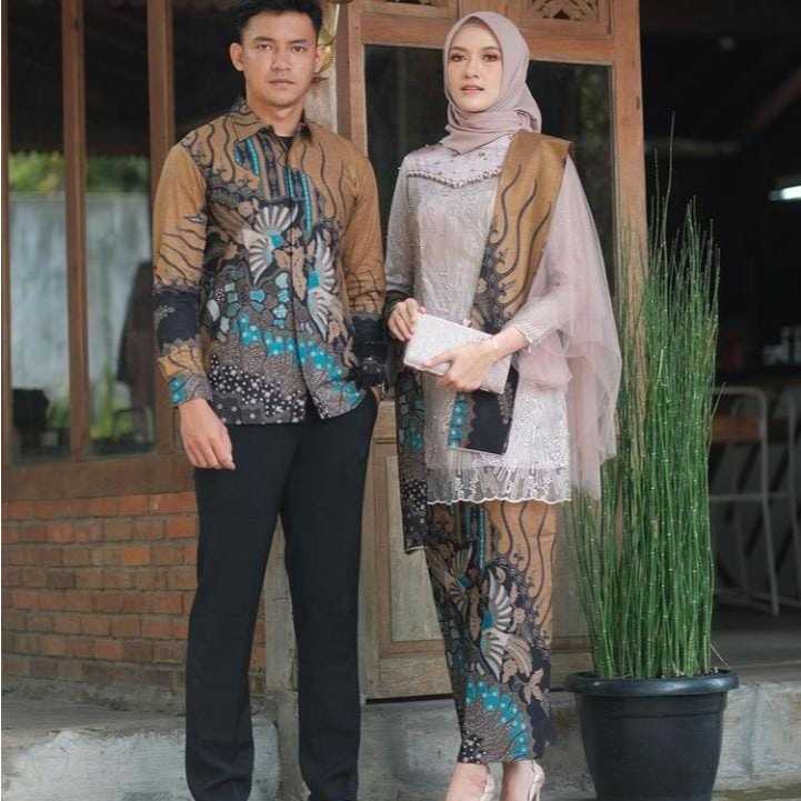 Callysta || Kebaya Couple Brukat Set Modern Lidya Series Premium Brokat Jumbo Kondangan Baju Tunik W