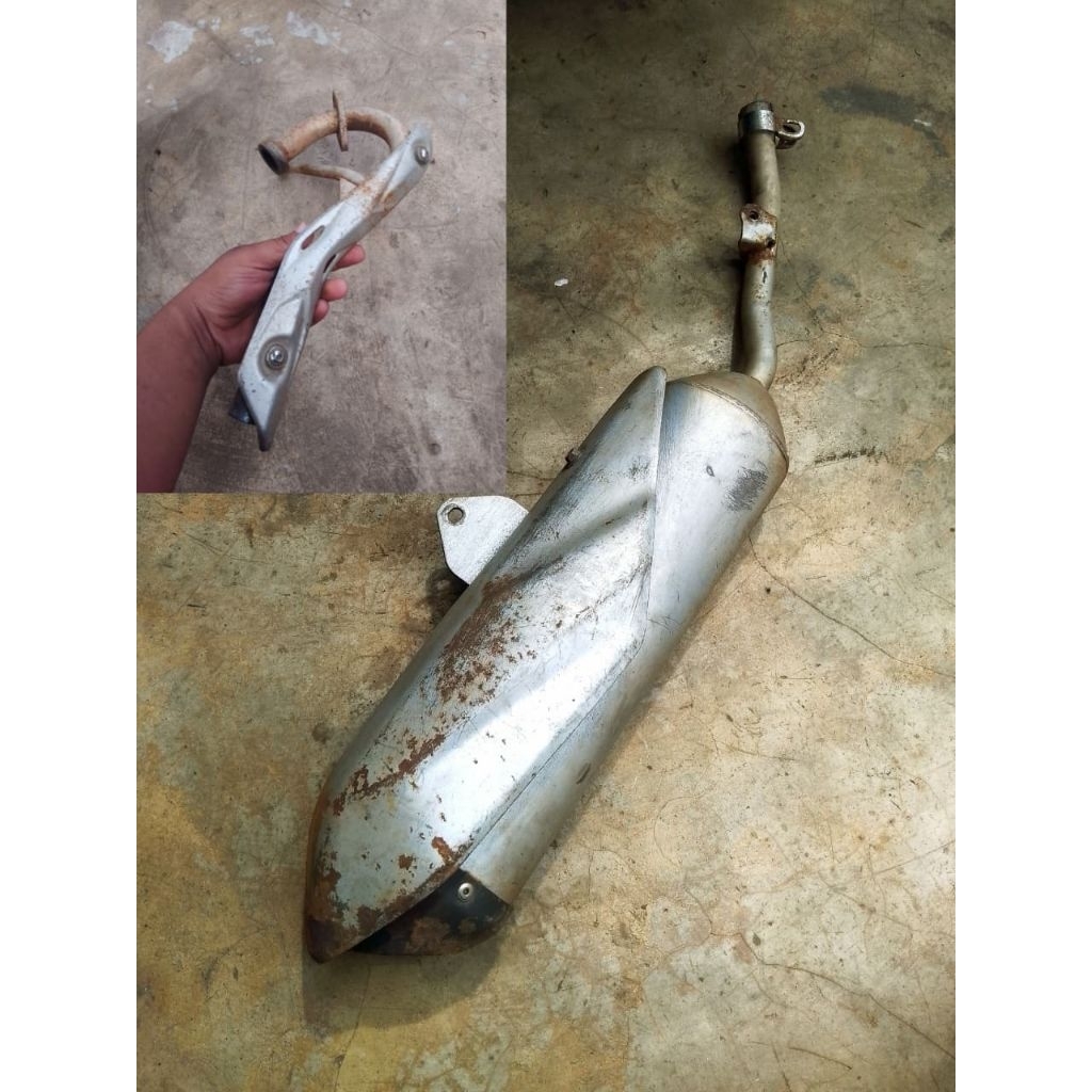 Knalpot Muffler Mufler Silinser Silincer Leher Leheran Kawasaki KLX Original Bekas Copotan Motor Sec