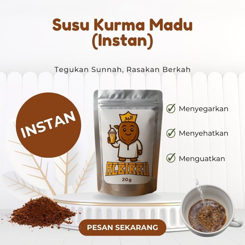 

Minuman Serbuk Kurma Susu Madu Instan Albirru 20gr | Sachet Siap Seduh Panas & Dingin