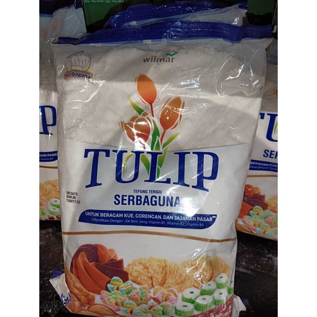 

Tepung Terigu Serbaguna Tulip 1kg / Tepung Terigu Tulip 1kg