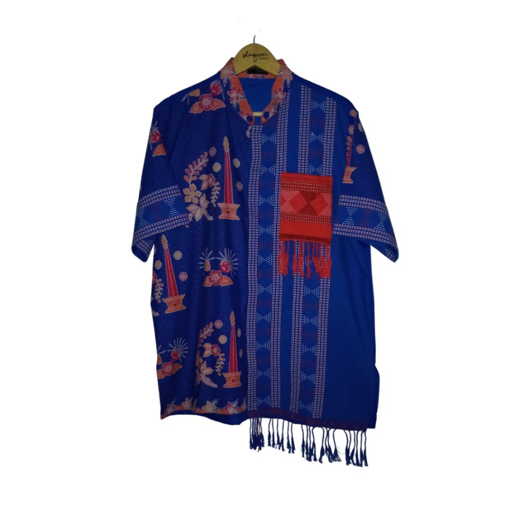 Kemeja Batik Pria Lengan Pendek - Tenun Baduy x Batik Betawi