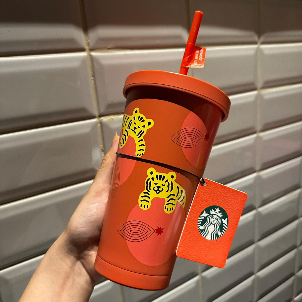 RARE Tumbler Starbucks Tiger Tangerines CNY 2022 Edition Stainless Steel Original Starbucks