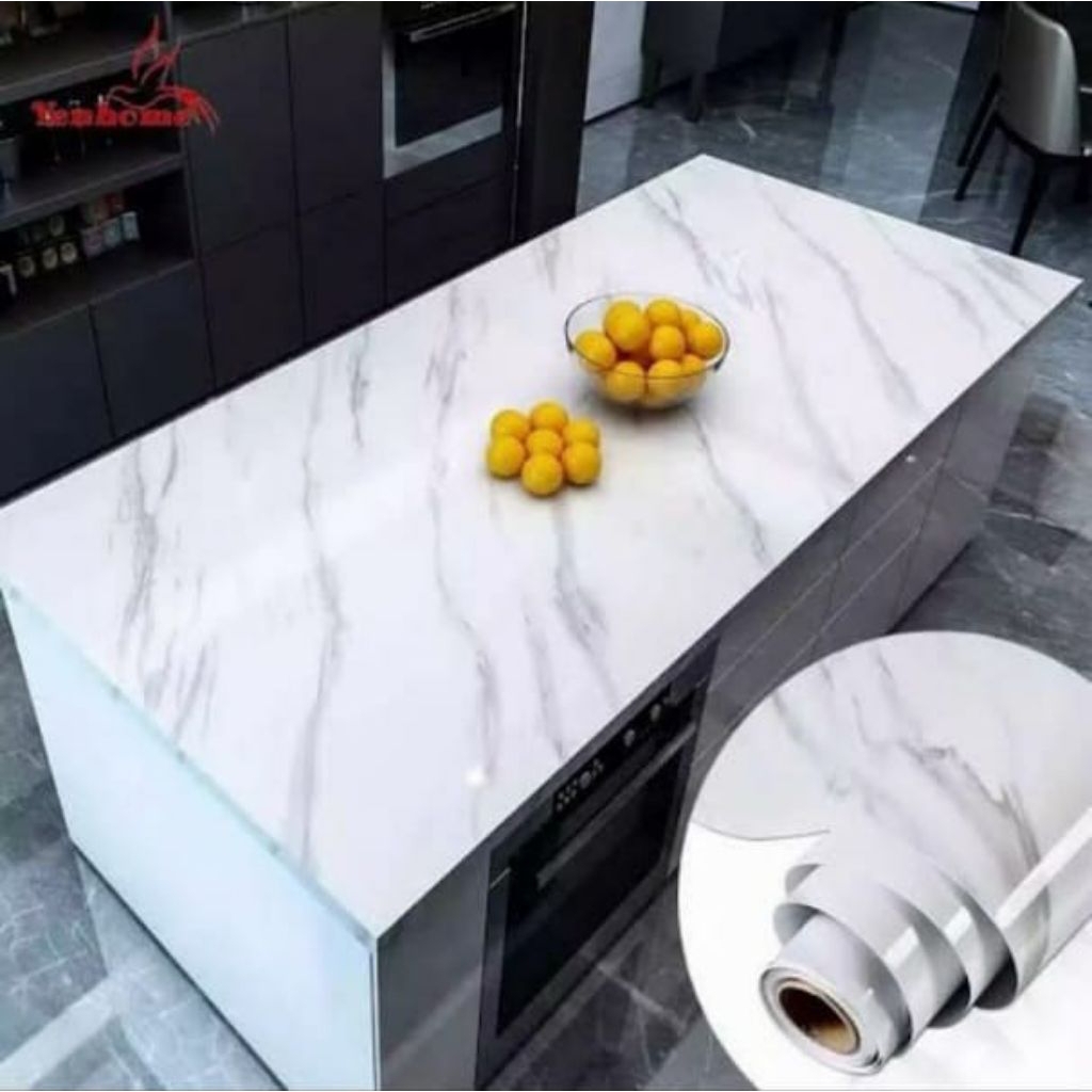 STIKER MARMER MARBLE/GLOSSY PELAPIS LEMARI MEJA/WALLPAPER STIKER MARMER PUTIH GLOSSY/WALLPAPER STIKE