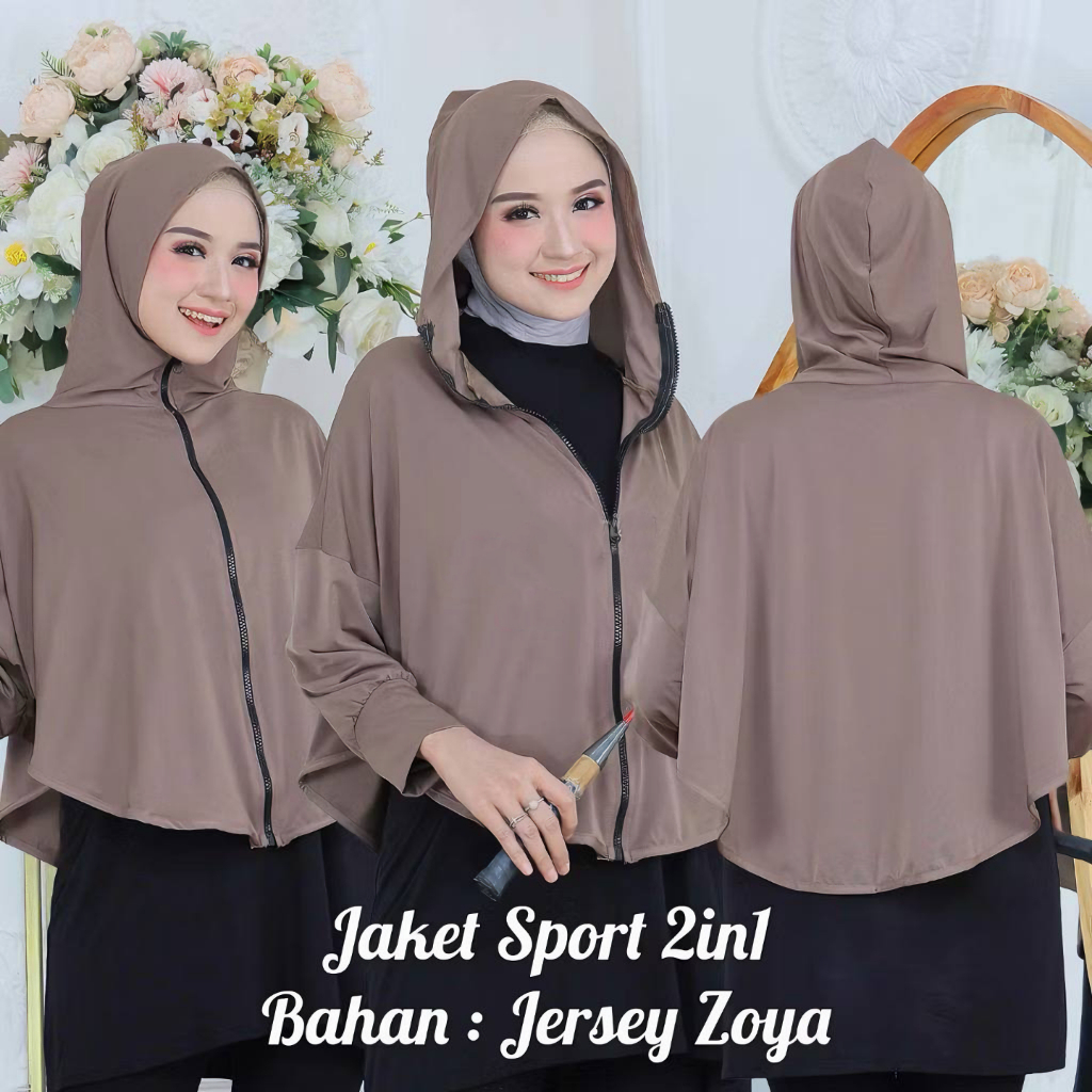 Baju Hijab Olahraga Crop Top Wanita Kekinian Korean Style Muslim Sport 2in1