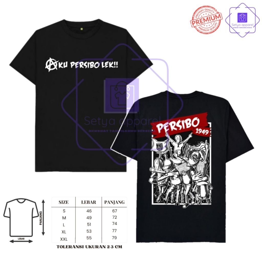 T-shirt Persibo 1949/Aku Persibo Lek Bahan Cotton Combed Premium