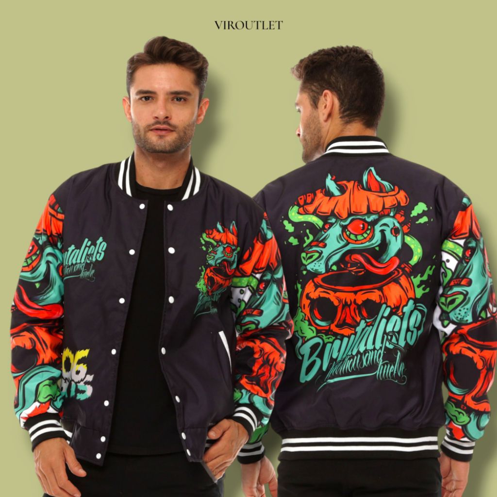 Jaket Varsity Hoodie Unisex Pria Wanita Terbaru Model Full Printing Gambar Belakang