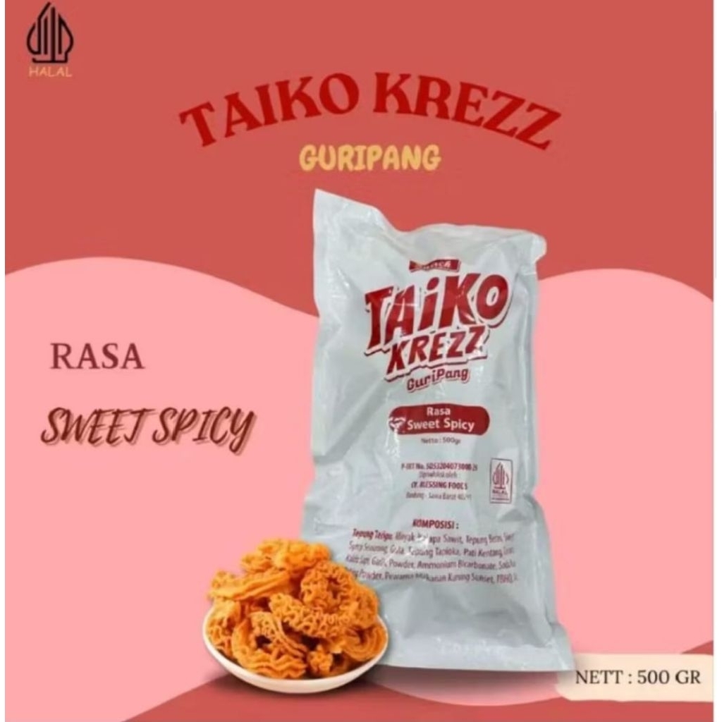 

HALAL TAIKO KREZZ GURIPANG 500 GRAM KERIPIK GURITA SNAK LEZAT CAMILAN SEHAT RASA " SWEET SPICY