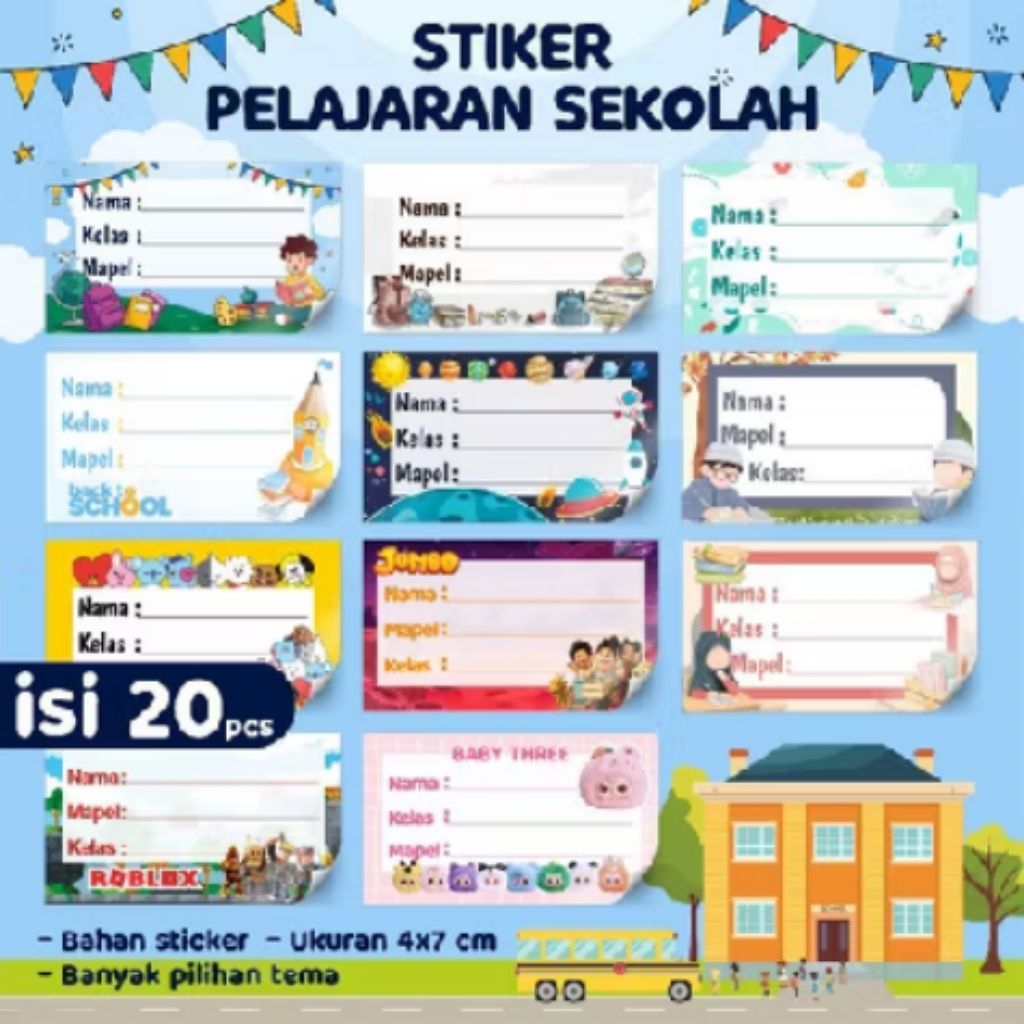 

label nama| stiker label buku 20 pcs