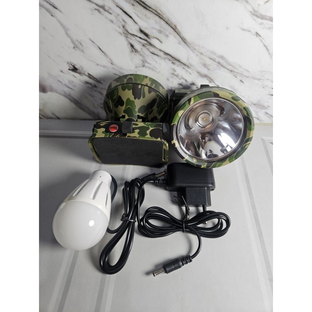Senter Kepala Luby 2833L 10watt / Head Lamp L2833 putih Motif  Army Series Dimer