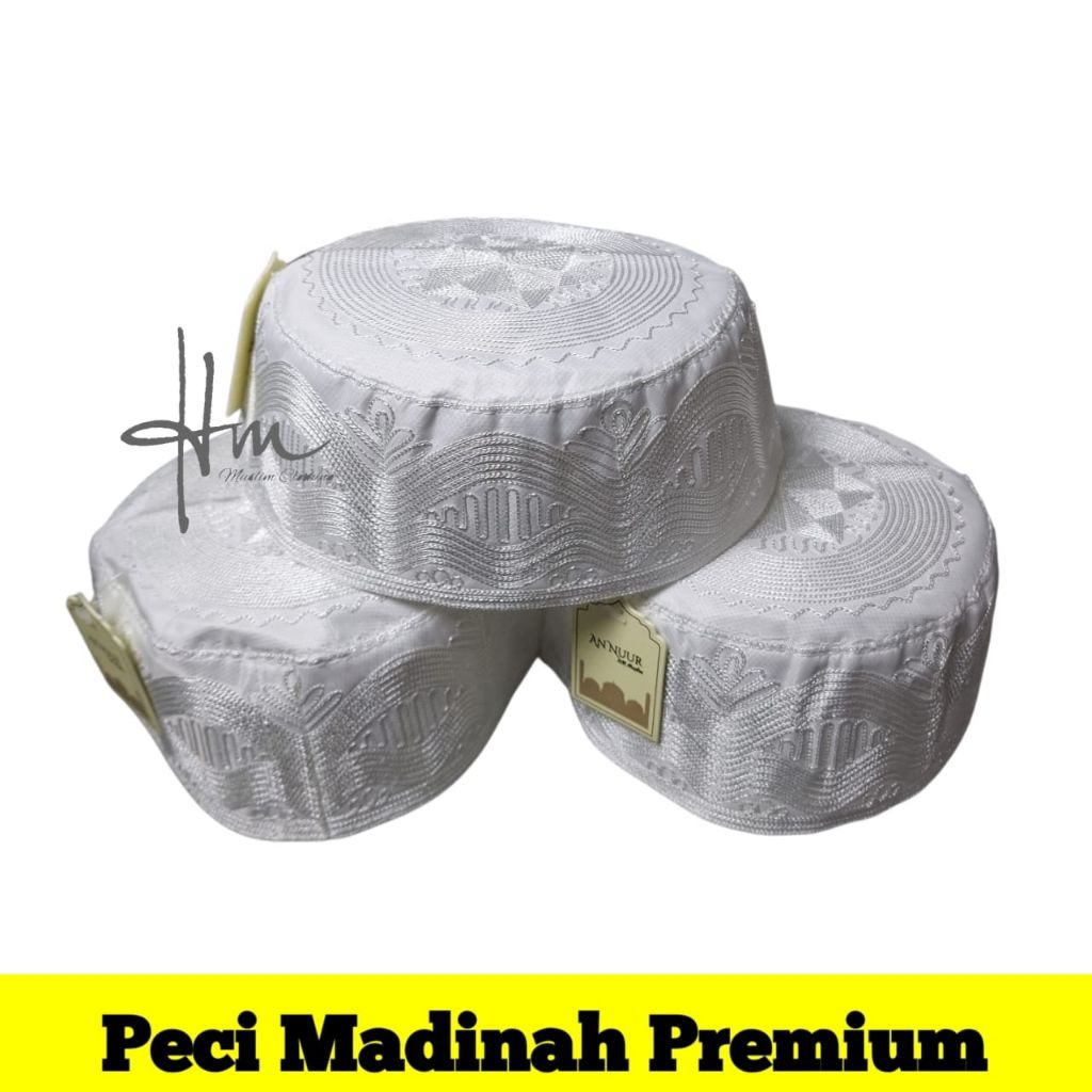 Peci Putih Madinah Kopiah Haji Bulat Merk An Nuur