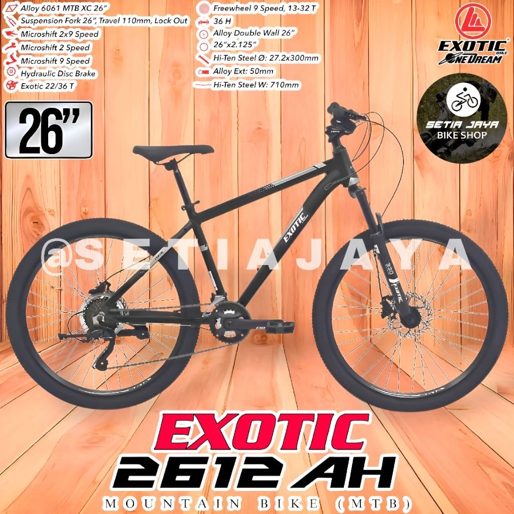 Sepeda Gunung MTB 26 Inch EXOTIC 2612 AH Frame Alloy, 2x9 Speed, Rem Hidrolik, Mountain Bike By Paci