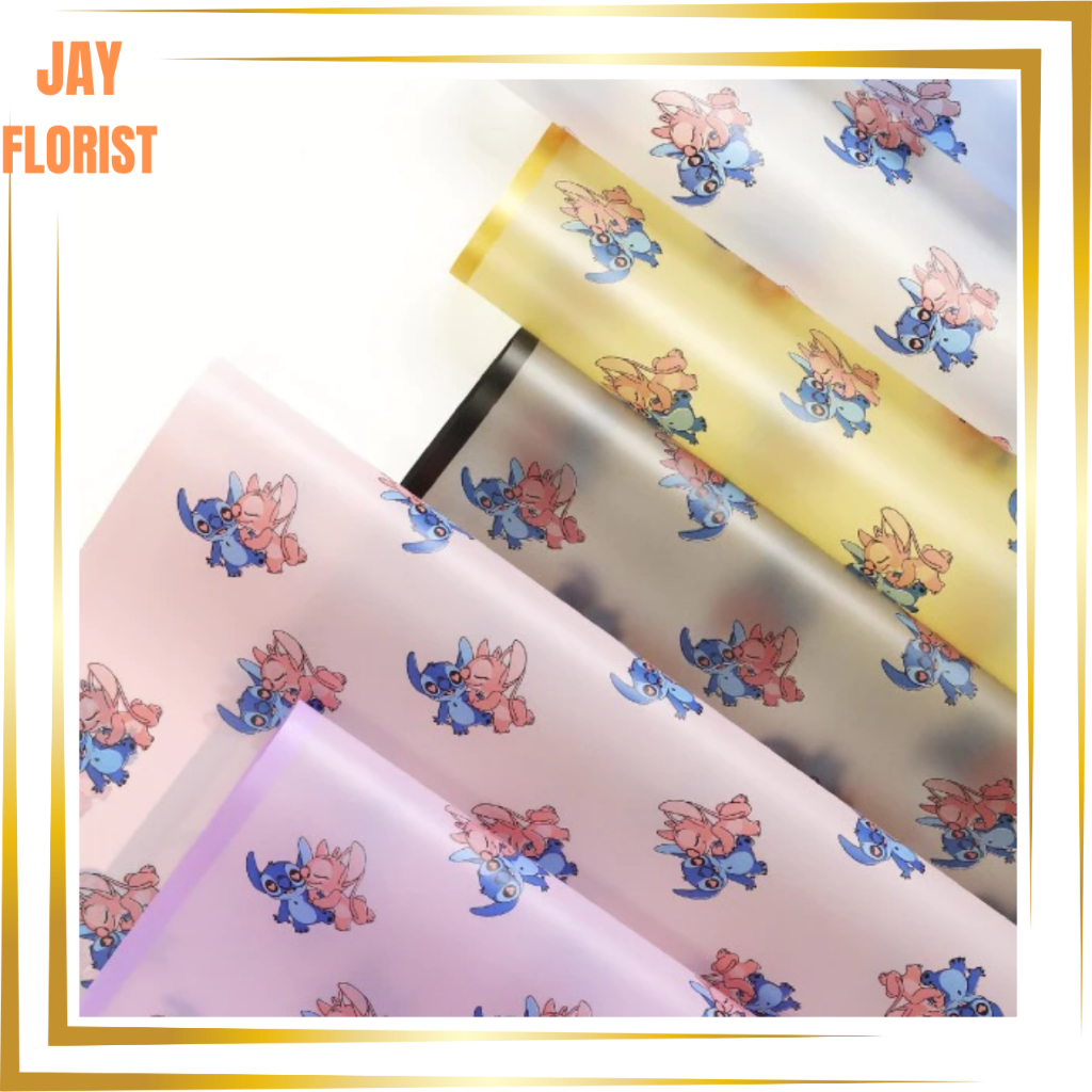 

KB80 Kertas Buket Motif Kartun LILO STITCH TRANSPARAN Flower Wrapping Cellophane Kertas Kado