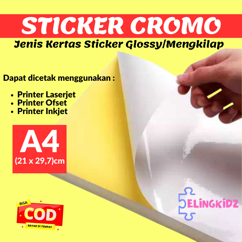 

Kertas Stiker A4 Glossy Anti Air Isi 20 Lembar Sticker Cromo