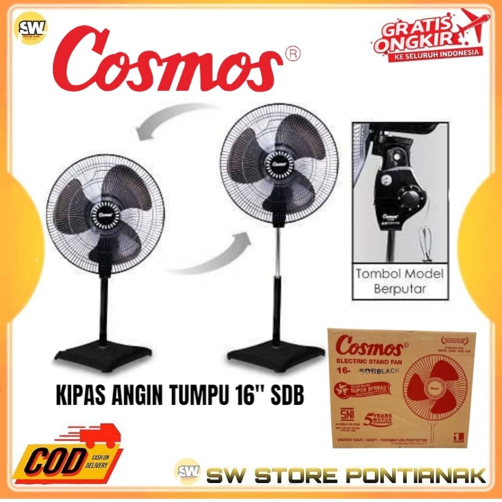COSMOS KIPAS ANGIN TUMPU 16 INCH 16 SDB / KIPAS ANGIN BERDIRI COSMOS 16" SDB / KIPAS ANGIN COSMOS GA