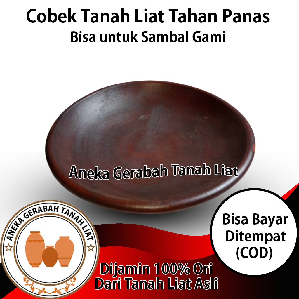 Cobek/Cowek/Cowet/Coet/Piring Sambal Gami & Tahu Gejrot Tahan Panas Gerabah Tanah Liat