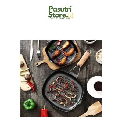 SQUARE GRILL PAN 20CM | Wajan pemanggang anti lengket, pemanggang dengan anti karat