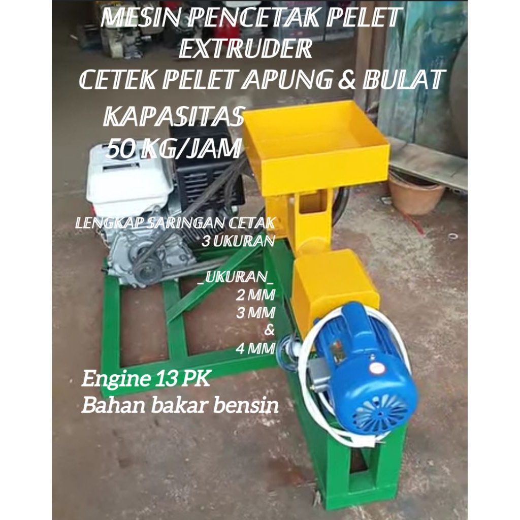 Mesin pencetak pelet extruder apung dan bulat kapasitas 50 kg/jam