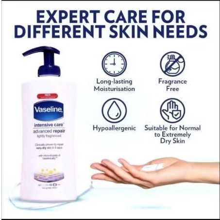 VASELINE Body Lotion intensive care Advanced Repair 400ML - Memperbaiki kulit kering dalam 5hari
