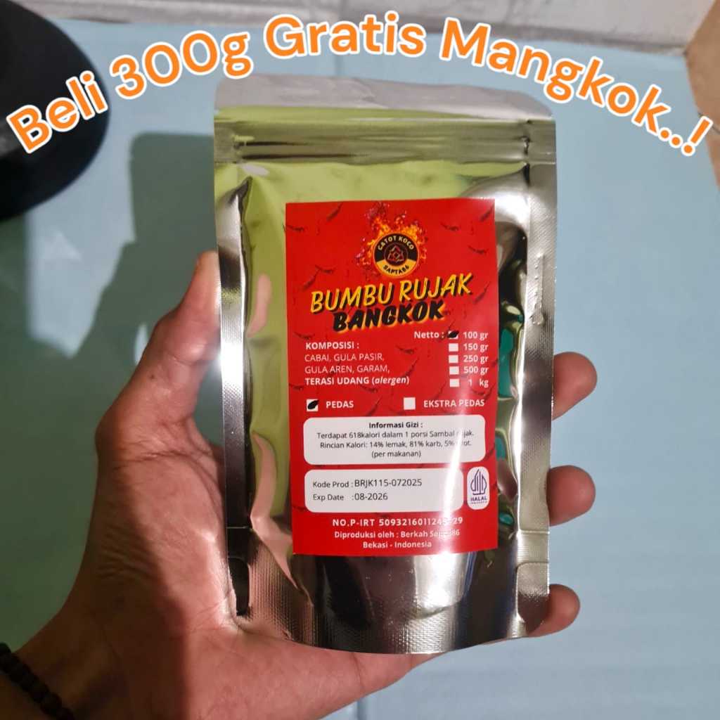 

Diskon 300g Bumbu Rujak Bangkok Buah Bubuk Tabur Cocol Pedas & Extra Pedas Manis Asin Gurih Halal