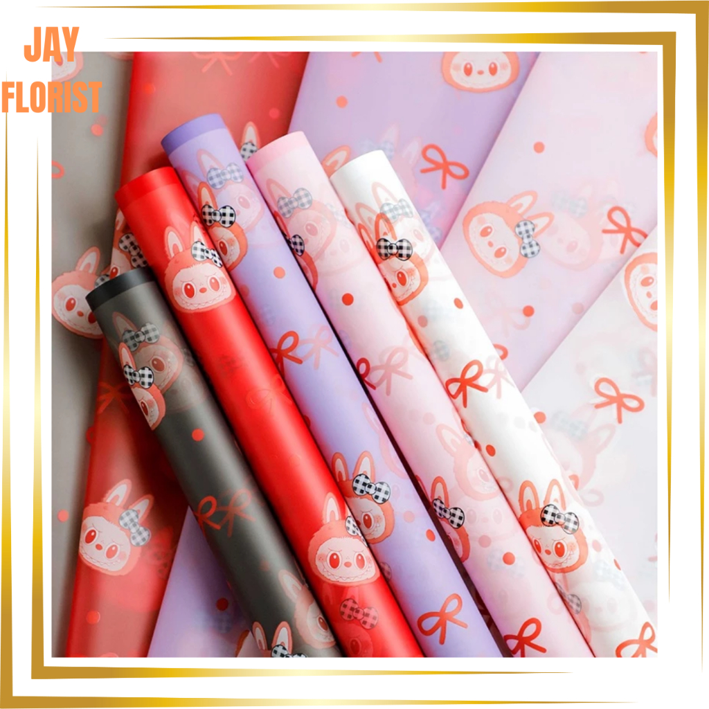 

KB85 Wrapping Cellophane Kertas Buket Motif Corak Kartun Anak LABUBU / Kertas Kado Ecer