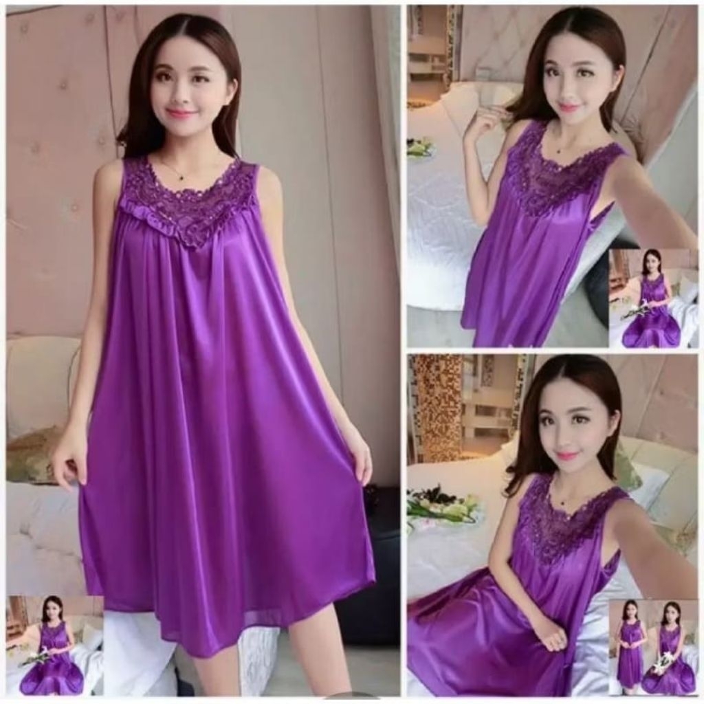 BAJU TIDUR DASTER HAPPY WANITA DEWASA LINGERIE /BAHAN SATIN IMPORT