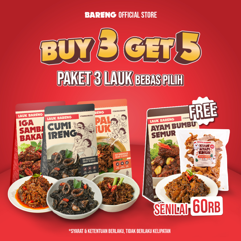 

wadistroalip [BUY 3 GET 5] Lahap Bareng - Paket Hemat Isi 3 Lauk / Makanan Ready to Eat, Real Food,