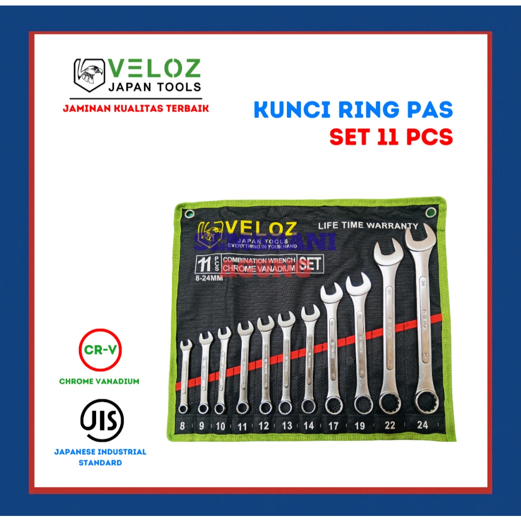 VELOZ KUNCI RING PAS SET KOMBINASI JAPAN INDUSTRIAL STANDART ( JIS )