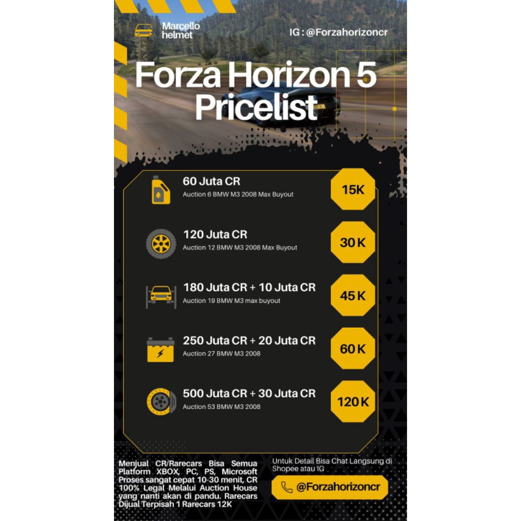 Credit CR/Mobil Rare Forza Horizon 5 Murah Legal VIA Auction House