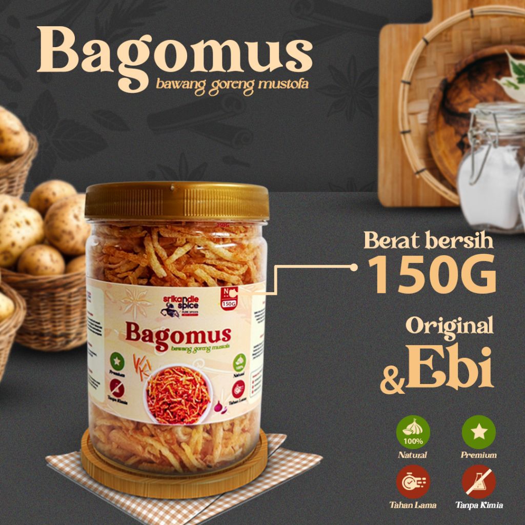 

Bawang Goreng 150 Gram Sumenep Premium Mix Kentang Mustofa Kriuk Renyah Krispi Tanpa Pengawet Tanpa Minyak Tahan Lama