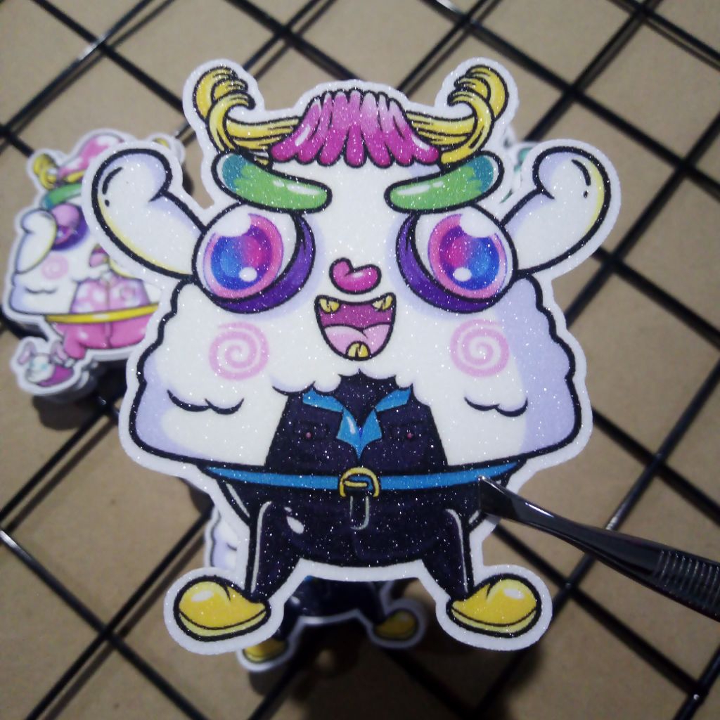 

Stiker Vinyl Glitter Die Cut Original Karakter Carbo Head - Vectopea by Cing