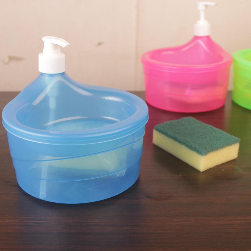 Tempat Sabun Cuci Piring Bulat 1000ml GRATIS Spons Dispenser Sabun Cair Botol Soap Pump Wadah Sunlig