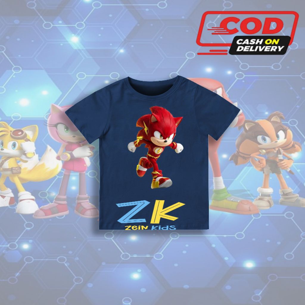 Baju Anak Animasi Sonic / Kaos Anak Animasi Sonic / Fashion Anak Animasi Sonic