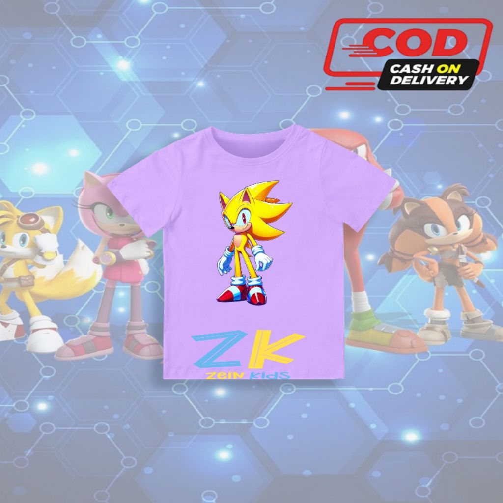 Fashion Anak Animasi Sonic / Baju Anak Animasi Sonic / Kaos Anak Animasi Sonic
