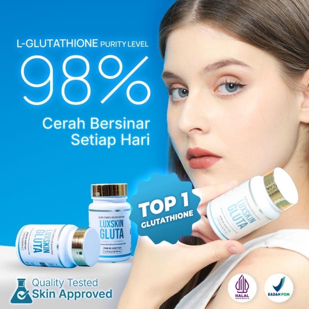 Gluta Luxskin - L-Glutathione 98% Mencerahkan Kulit & Mengandung Glutathione Grade A Original