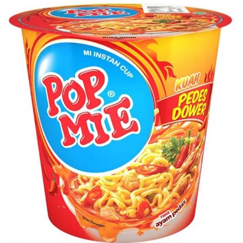 

Pop Mie mi Instan cup Kuah Pedes Dower Ayam Pedas 75 g