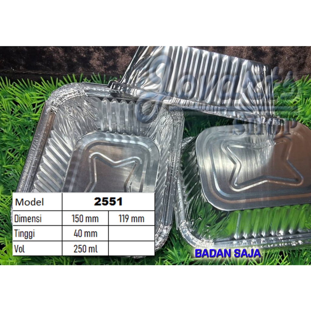 BX 2551 / P 435 Cup Alumunium Foil Kotak (tanpa tutup)