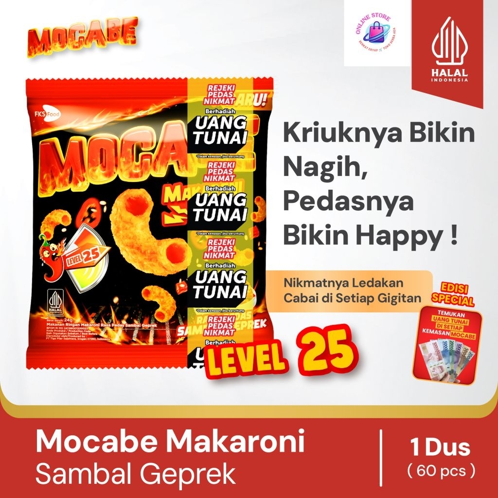 

Mocabe - Sambal Geprek - Small Pack - 1 Karton (6 renceng) - 60 Pcs - 25gr (Free 12 Pcs)