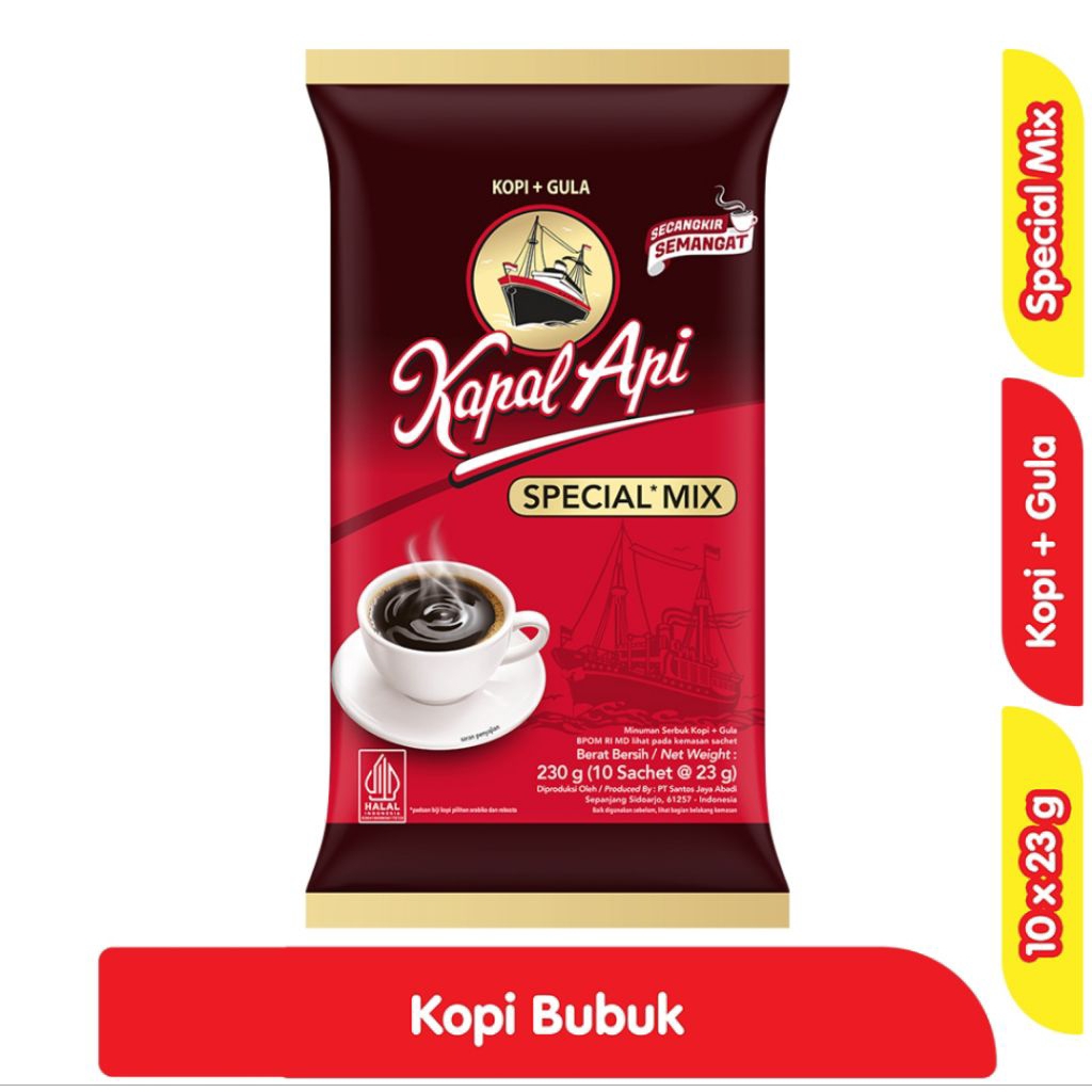 

Kopi Kapal Api Special Mix 10 Sachet Kopi Bubuk Instan 10 Sachet x 23 gram
