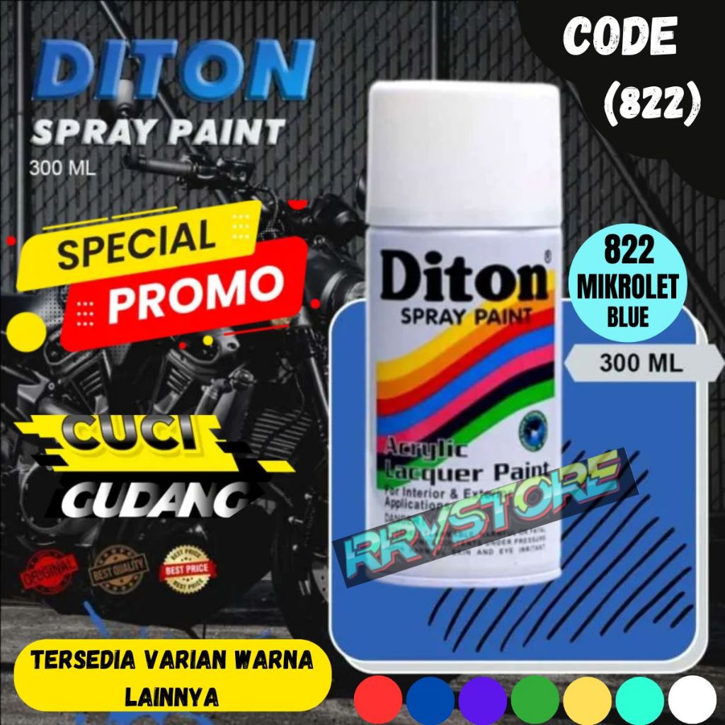 CAT SEMPROT DITON MIKROLET BLUE (822) 300cc CAT DITON WARNA BIRU MIKROLET 300cc PYLOX DITON