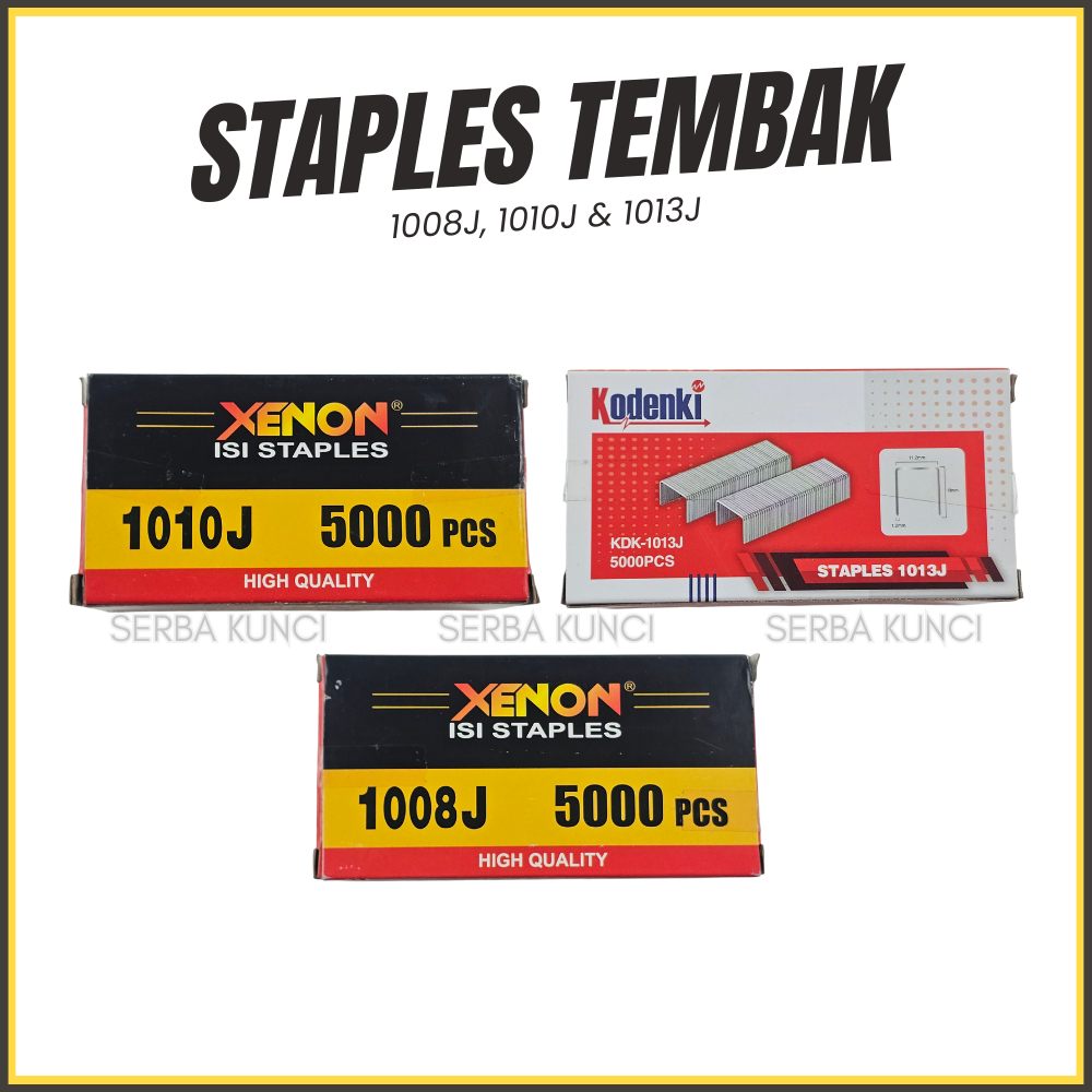 

Staples Tembak Reffil Isi Stapler Model U Merk Xenon Kodenki Gun Nailer 1008 1010 1013 J 1008J 1010J 1013J 5000pcs Refil