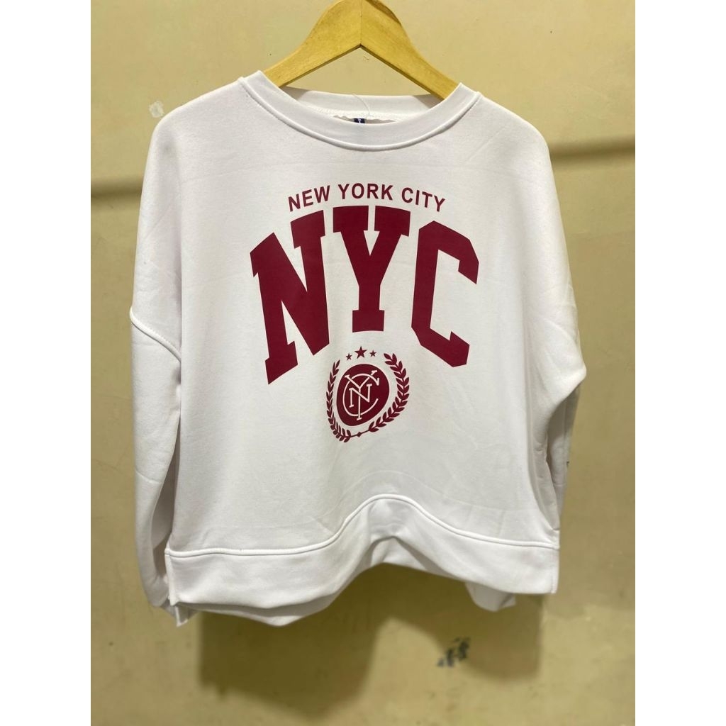 Crewneck oversize nyc maroon putih
