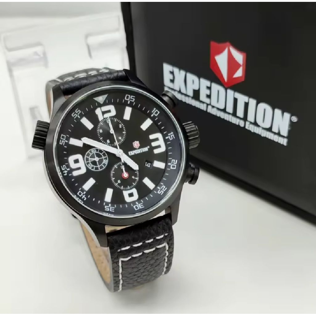 JAM TANGAN PRIA EXPEDITION E 6318 M 100% ORIGINAL BERGARANSI RESMI 1 TAHUN  LEATHER CASE ALL STAINLE