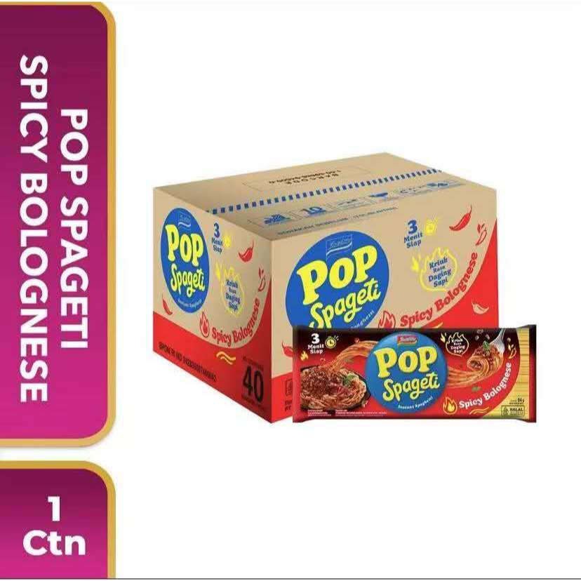 

1 Ctn isi 40 Pcs - Pop spageti indomie rasa spicy bolognese 84gr