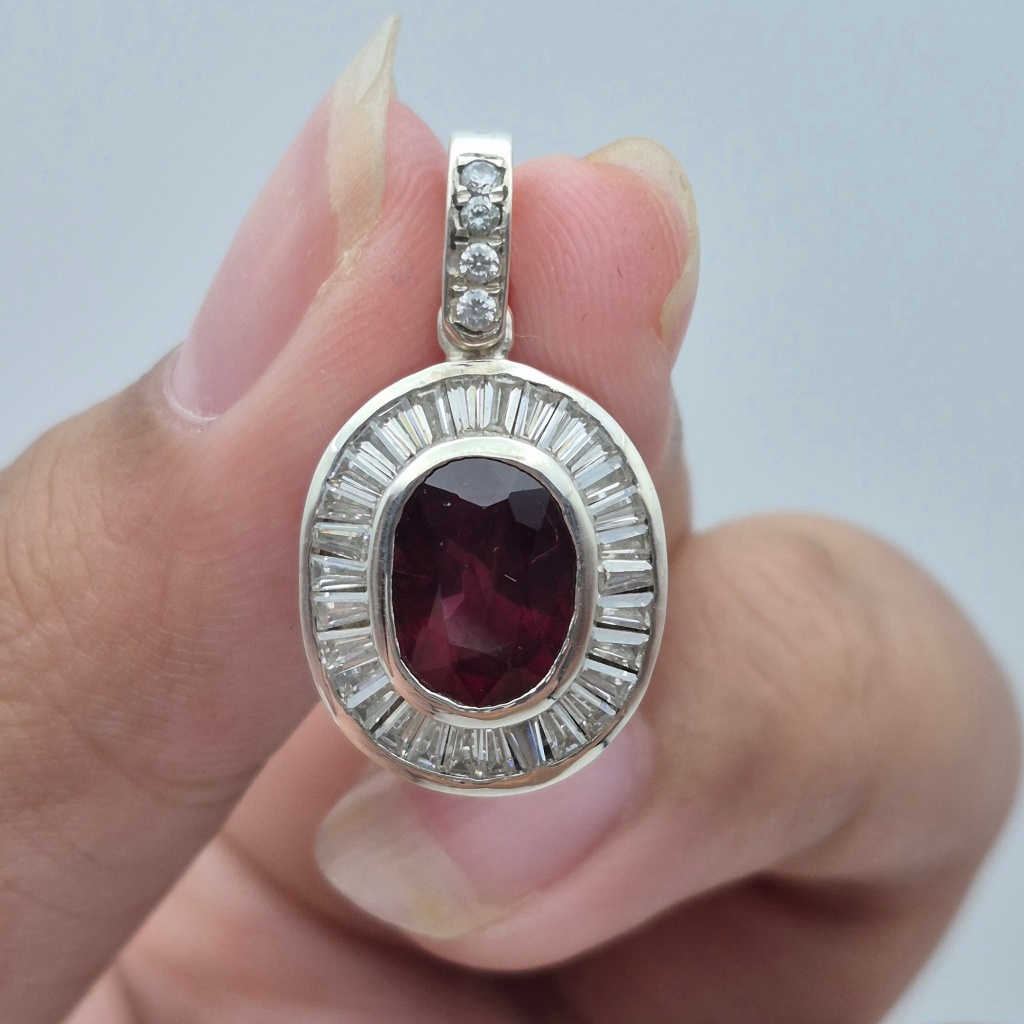 Liontin perak Microsetting Tapper batu Natural Umbalite (garnet), Natural Umbalite (garnet)