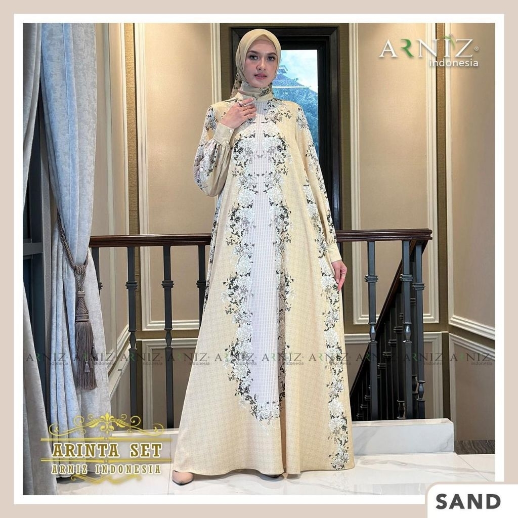 Arinta set by arniz Ready siap kirim (dres+hijab segi4)