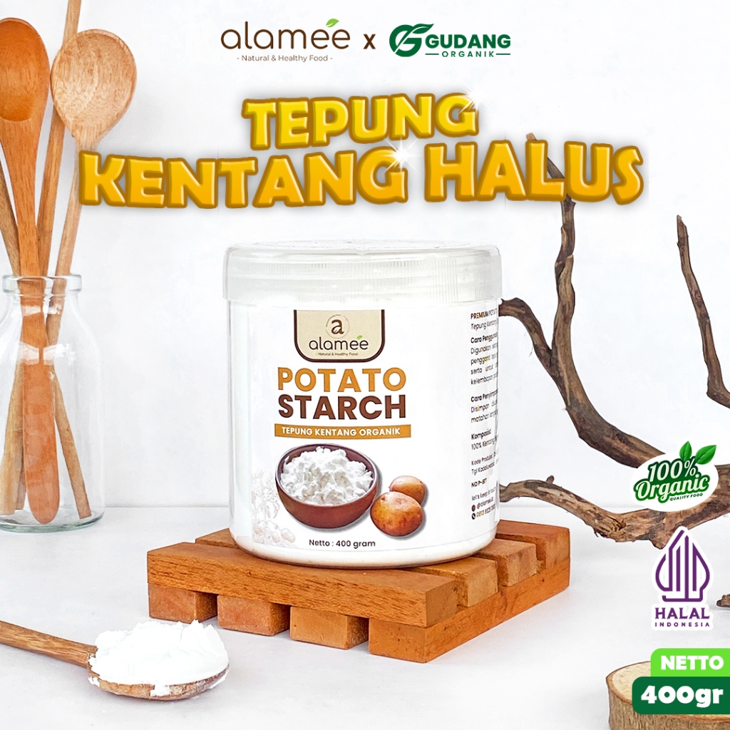

ALAMEE Tepung Kentang Halus Potato Starch Tepung Kue PREMIUM Mashed Long Potato Powder 400gr