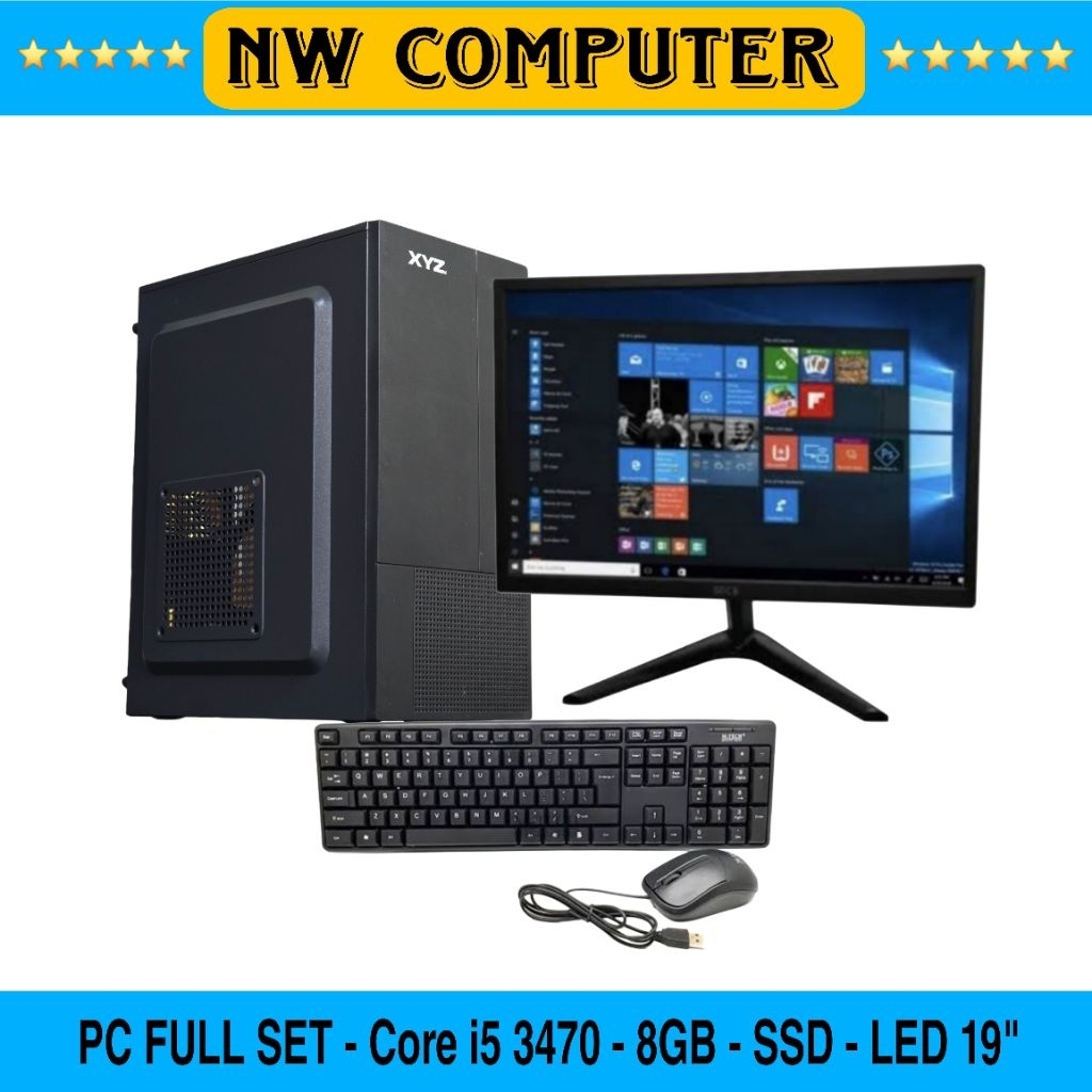 PC Full Set - PC Office Core i5 3470 | 8GB | SSD | LED 19" Siap Pakai